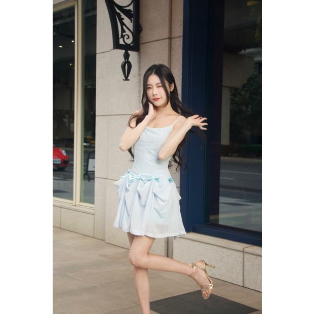 法式連身裙一裙多穿（甜美藍）
