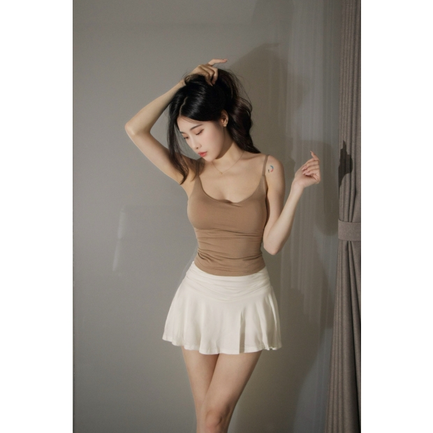 辣妹低腰短裙(白)自帶安全褲