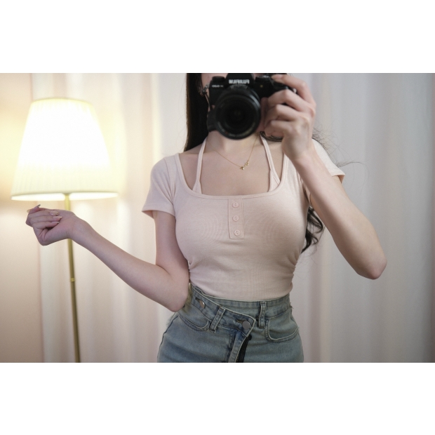 粉心機女主角♡漫畫胸綁帶棉Tee