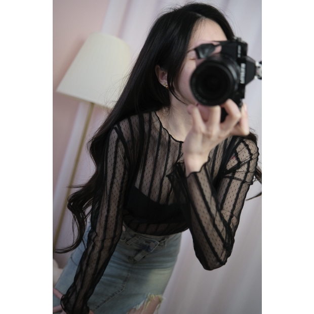 雲絲直紋氣質打底衫-月夜黑