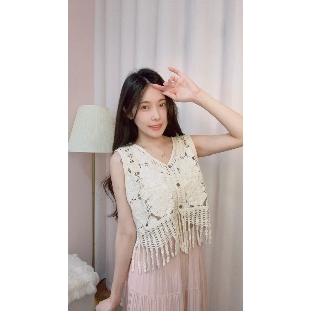 花語流蘇雕花背心