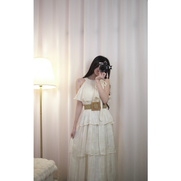 貝殼香檳・浪漫層次長裙-杏