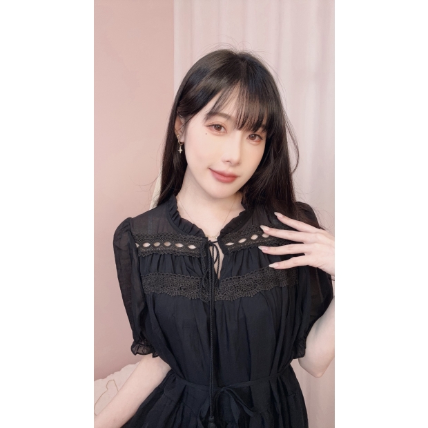 晨曦詩語棉麻連身裙-黑