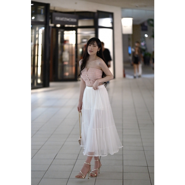 緞語輕舞・三層紗百褶長裙