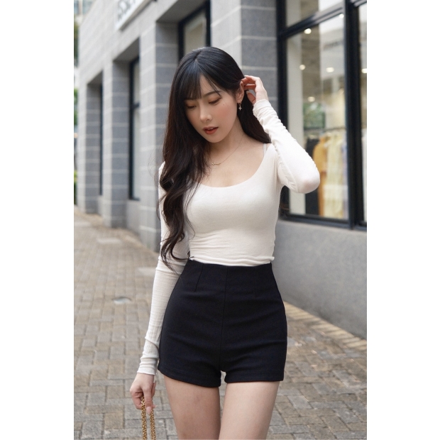 高腰女團貼身短褲(黑)