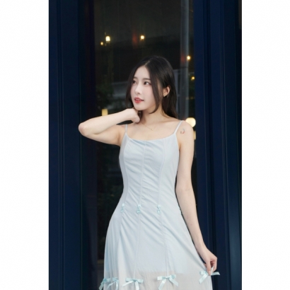 法式連身裙一裙多穿（甜美藍）