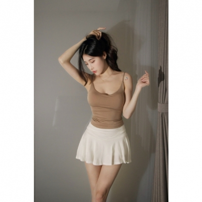 辣妹低腰短裙(白)自帶安全褲