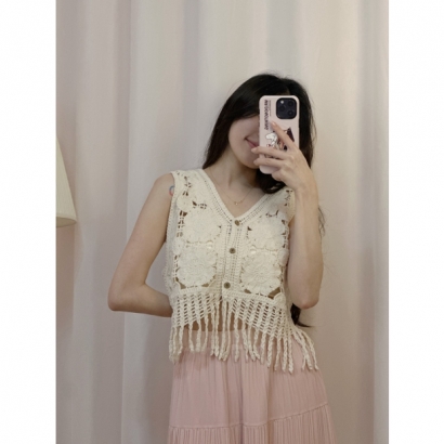 花語流蘇雕花背心