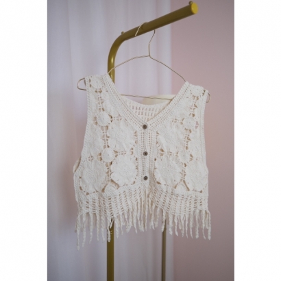 花語流蘇雕花背心