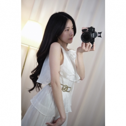 貝殼香檳・浪漫層次長裙-白