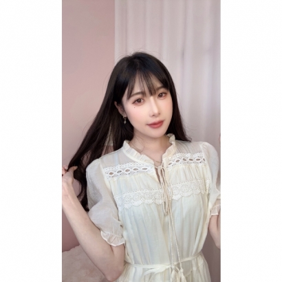 晨曦詩語棉麻連身裙-杏