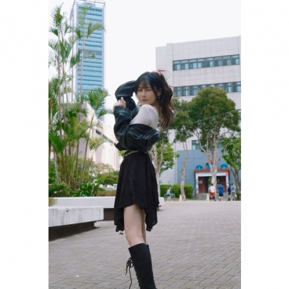 微風不規則棉麻短裙-黑