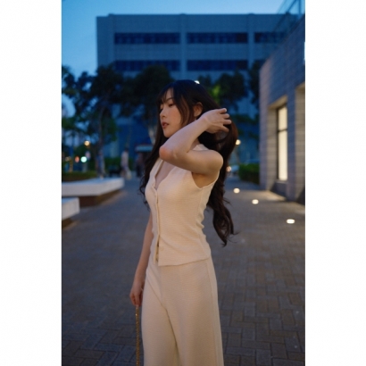 香草奶霜・重工質感落地寬褲套裝