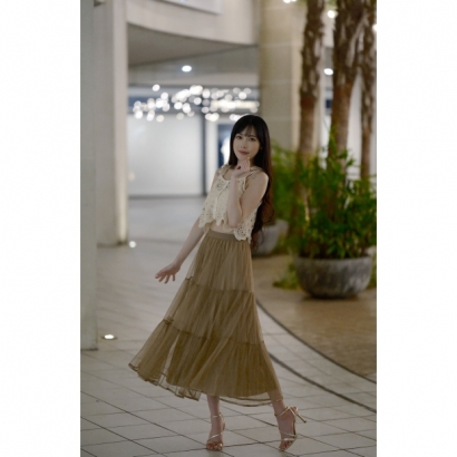 緞語輕舞・三層紗百褶長裙