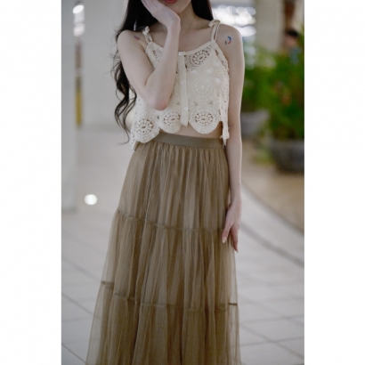 緞語輕舞・三層紗百褶長裙